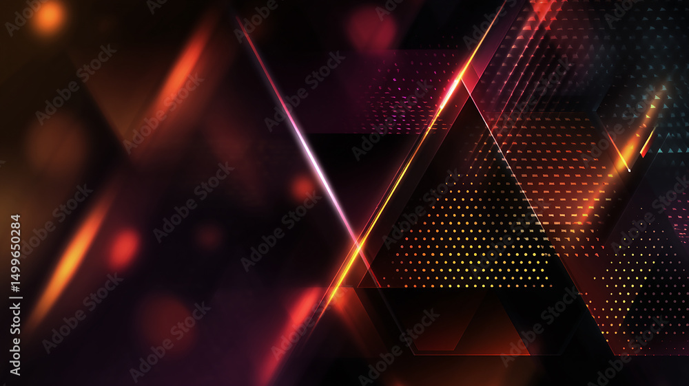 Poster abstract background with dynamic triangle patterns, glowing gradient colors