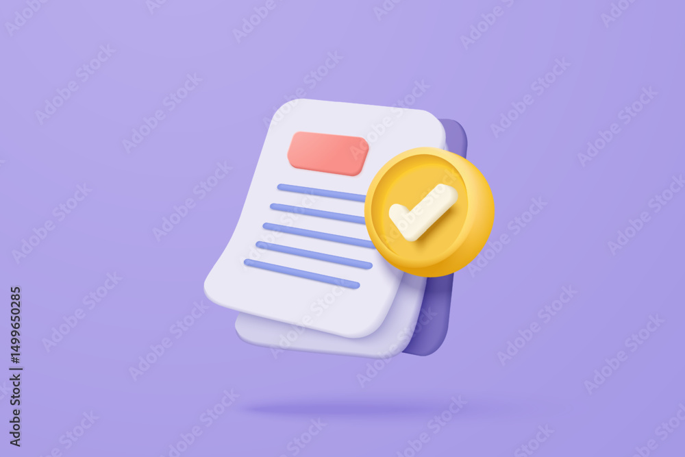 Aufkleber 3d white clipboard task management todo check list on purple background, efficient work on project p