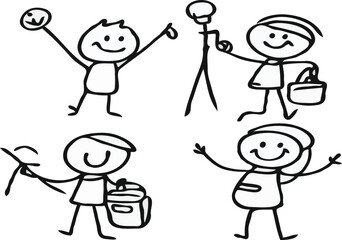 stick man different activities