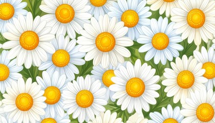 Fototapeta premium Floral pattern with hand-drawn daisy flowers