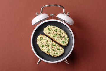 Breakfast sandwich with toast, tuna and avocado