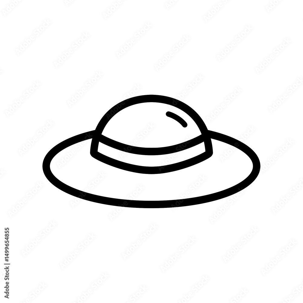 Poster beach hat line icon with simple and modern design on transparent background