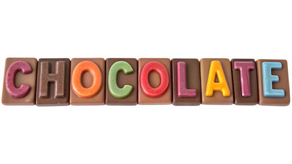 Watercolor letter tiles spelling “Chocolate”, each with chocolate texture