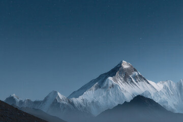 breathtaking view of mount everest under starry sky with ultrabright stars illuminating night