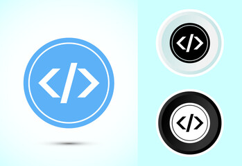 Coding icon design illustration, Web development icon sign symbol in color, black and white