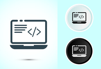 Coding icon design illustration, Web development icon sign symbol in color, black and white