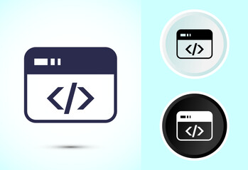 Coding icon design illustration, Web development icon sign symbol in color, black and white