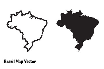 Obraz premium Brazil map silhouette, brazil map vector, brazil outline, free printable map of brazil, outline map brazil.