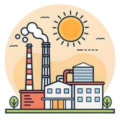 Naklejka premium Industrial Plant and Pollution
