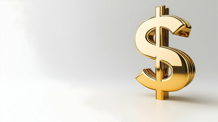 Gold Dollar Sign On White Background