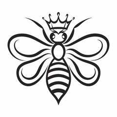 Royal Bee Line Art Vector Logo Design.