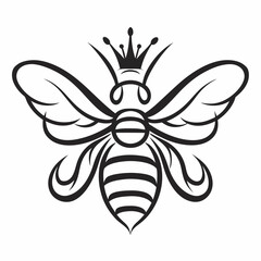 Royal Bee Line Art Vector Logo Design.