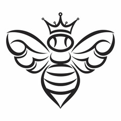 Royal Bee Line Art Vector Logo Design.