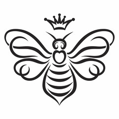 Royal Bee Line Art Vector Logo Design.