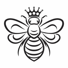 Royal Bee Line Art Vector Logo Design.