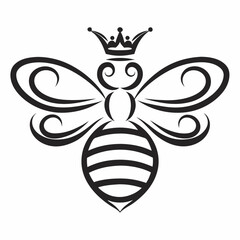 Royal Bee Line Art Vector Logo Design.