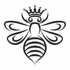Royal Bee Line Art Vector Logo Design.