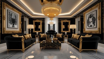 lavish highend living room with a sophis ai genrative
