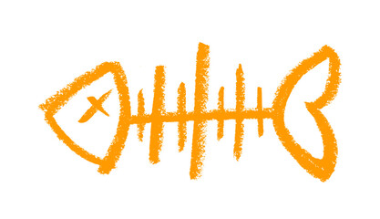 Dead Skull Fish Crayon Chalk Drawing Vector