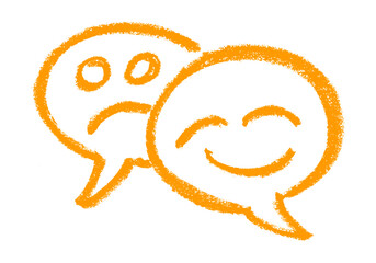 Happy Sad Speech Bubble Icon Crayon Chalk Drawing Vector