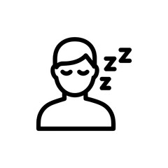 Sleep icon showing a person sleeping with zzz symbols in a simple design 