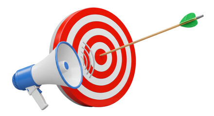 Isolated target with arrow and megaphone
