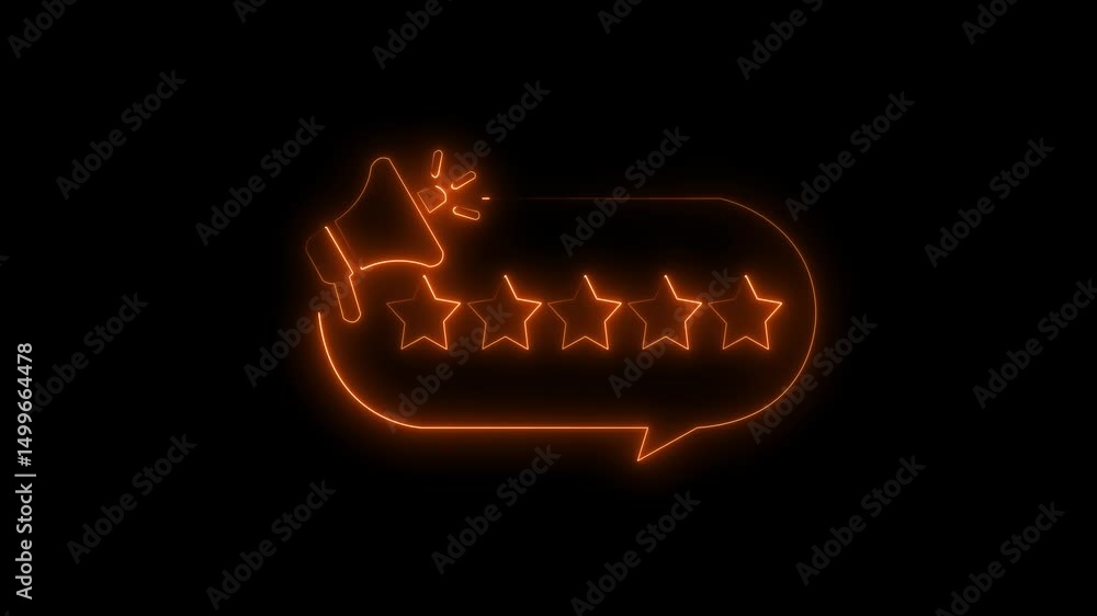 Poster animated speech bubble with megaphone neon color 4k video motion graphic isolated on transparent bac