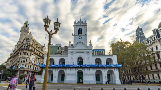 Timelapse of the Cabildo Buenos Aires, Plaza de Mayo Argentina