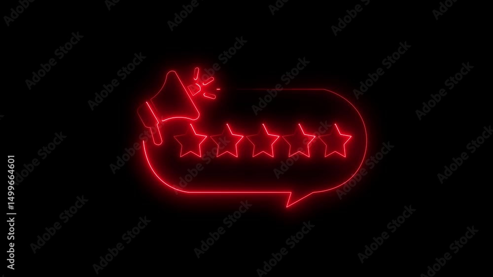 Poster animated speech bubble with megaphone neon color 4k video motion graphic isolated on transparent bac