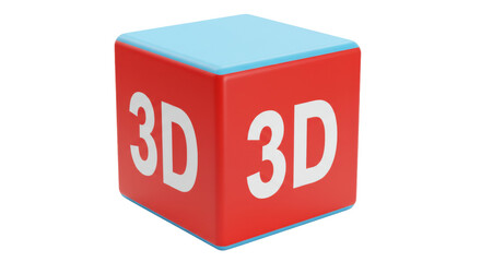 Isolated Red 3D Cube
