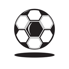 Fototapeta premium Vector illustration of a classic soccer ball with bold hexagonal panels and shadow effect, perfect for sports branding, logo design, infographics, or athletic-themed creative projects.