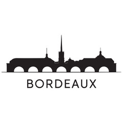Fototapeta premium Vector Bordeaux skyline. Travel Bordeaux famous landmarks. Business and tourism concept for presentation, banner, web site. Vector black silhouette. with white background