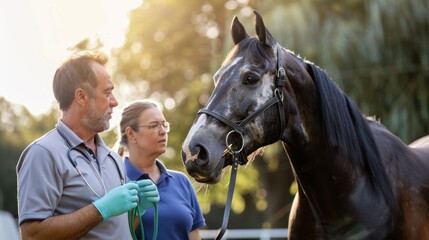 The veterinarians and the horse