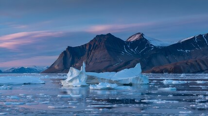 winter landscape with lake and mountains