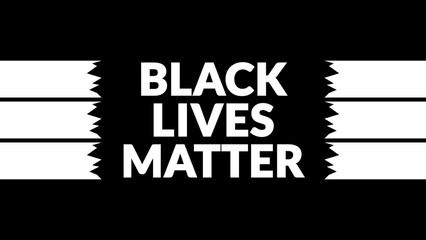 Black Lives Matter text with side lines on a black background.