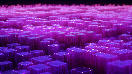 Obraz premium Abstract Cityscape Composed Of Glowing Purple Cubes