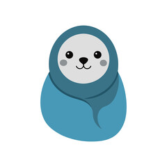 Baby Seal Wrapped in Cozy Blanket on White Background