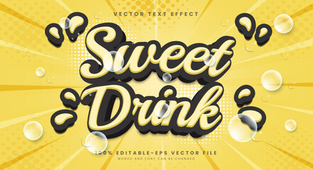 Sweet drink cartoon style 3d editable text style effect
