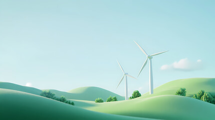Obraz premium Sustainable Energy Landscape Illustration