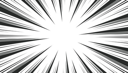 abstract comic with radial rays on black and white comic book background