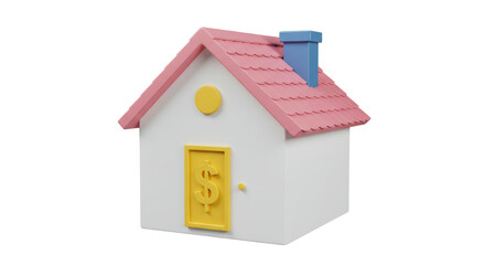 Isolated Cartoon House with Dollar Sign