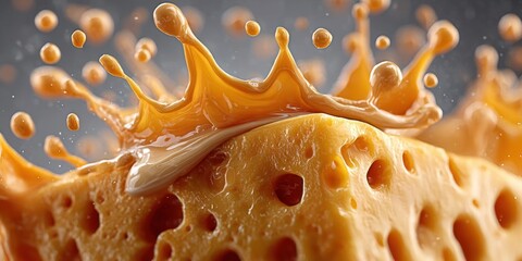 Melted Cheese Sauce Spill on White Background