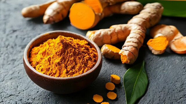 Turmeric root and powder (Curcuma longa) video 