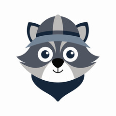 raccoon head with cap