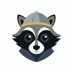 raccoon head with detective cap
