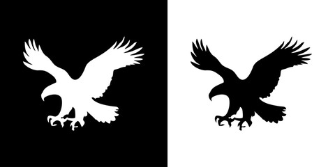 Eagle icon. Animal icon. Land animals. Sea beast. Insect icon. Black icon. Silhouette.
