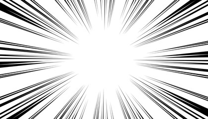 Fototapeta premium Black and white anime comic speed lines. Radial comic speed lines. Anime manga background.