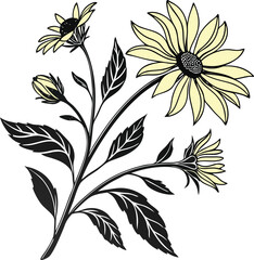  sunflower flower with yellow and green color shape