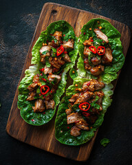 Delicious Asian-inspired Lettuce Wraps with Chili and Herbs