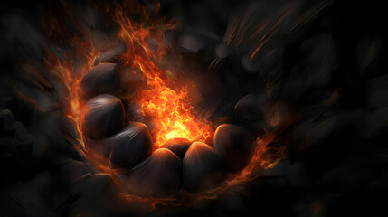 Fiery Center Of Burning Rocks